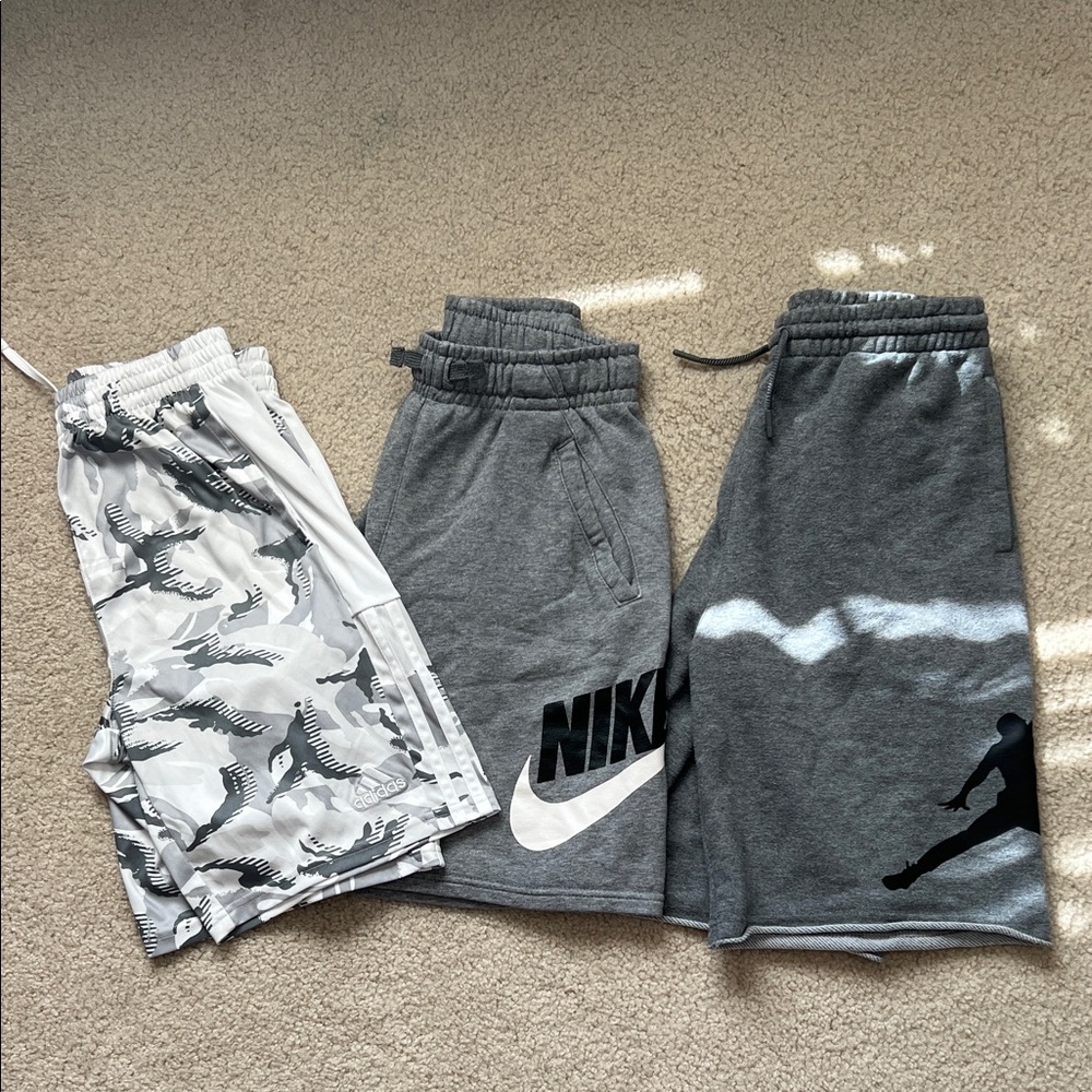 Nike Kids Gray and White Shorts Trio